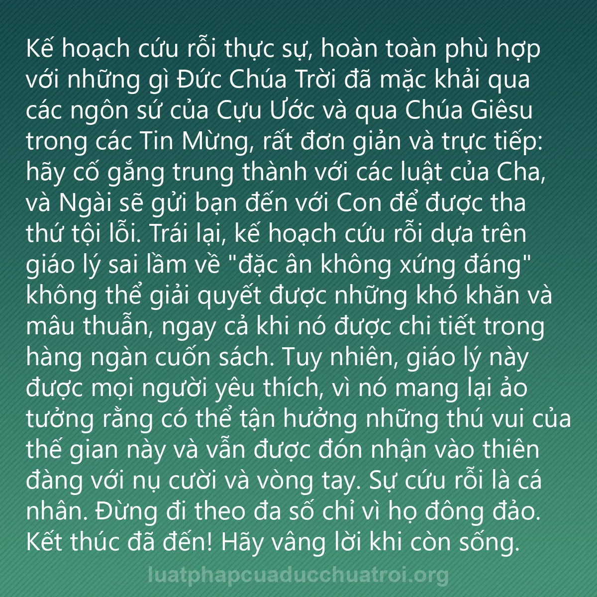 0045 - Bài đăng về Luật pháp của Đức Chúa Trời: Kế hoạch cứu rỗi thực sự, hoàn toàn phù hợp với những...