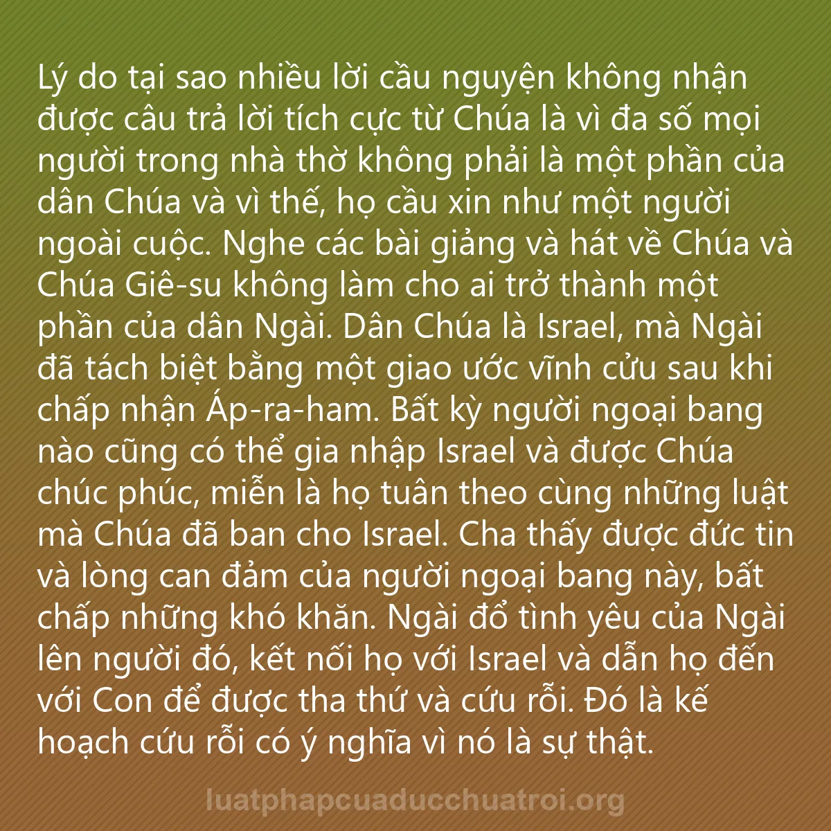 0069 - Bài đăng về Luật pháp của Đức Chúa Trời: Lý do tại sao nhiều lời cầu nguyện không nhận được...