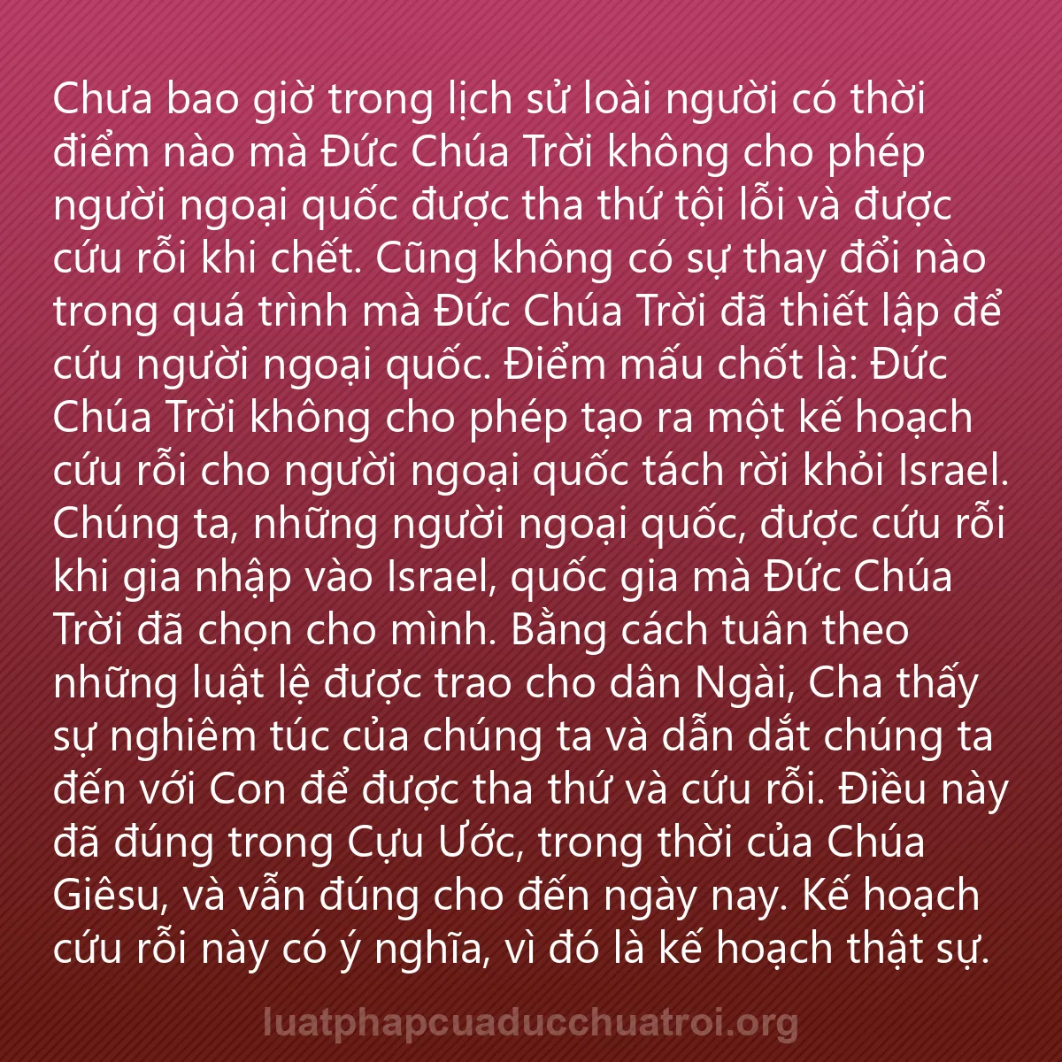 0079 - Bài đăng về Luật pháp của Đức Chúa Trời: Chưa bao giờ trong lịch sử loài người có thời điểm...
