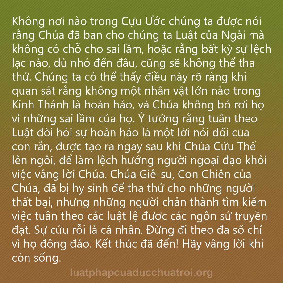 0089 - Bài đăng về Luật pháp của Đức Chúa Trời: Không nơi nào trong Cựu Ước chúng ta được nói rằng...