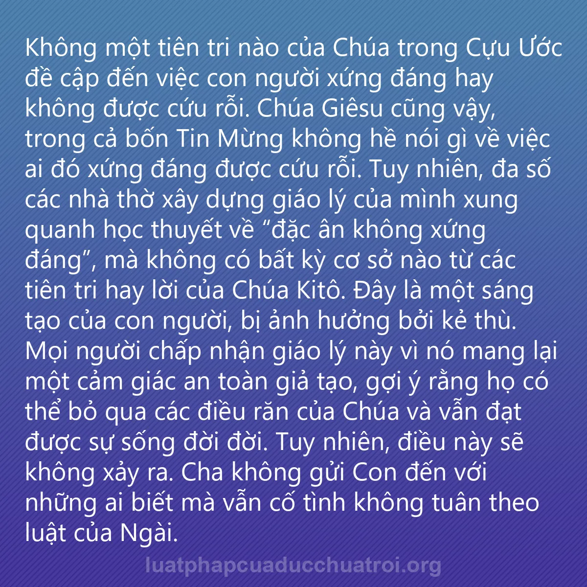0127 - Bài đăng về Luật pháp của Đức Chúa Trời: Không một tiên tri nào của Chúa trong Cựu Ước đề cập...