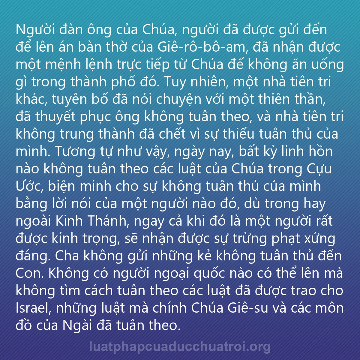 0155 - Bài đăng về Luật pháp của Đức Chúa Trời: Người đàn ông của Chúa, người đã được gửi đến để lên...