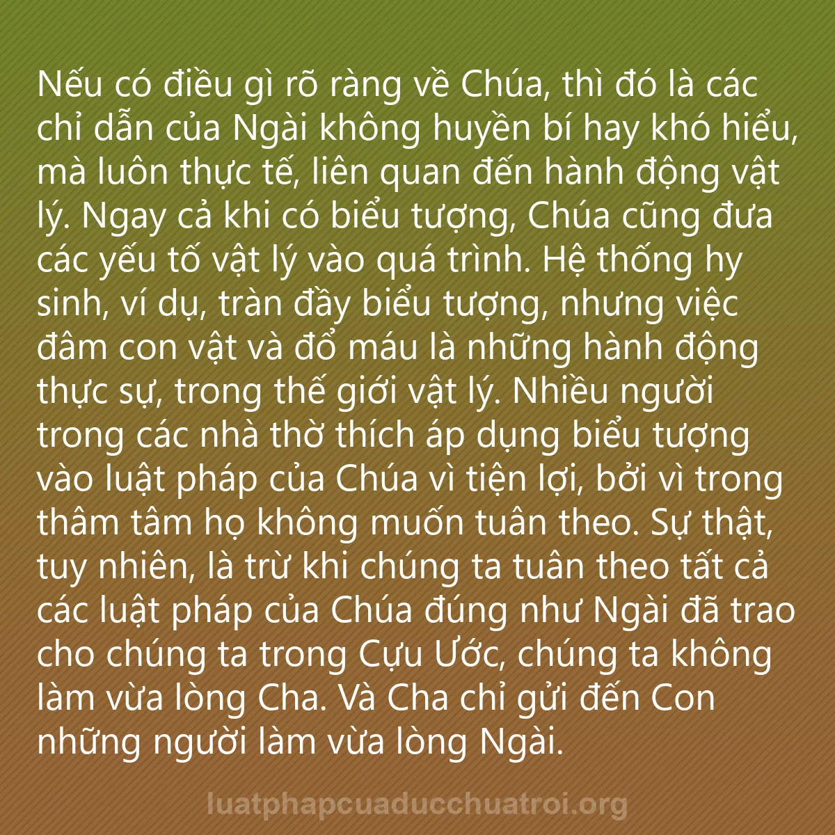 0209 - Bài đăng về Luật pháp của Đức Chúa Trời: Nếu có điều gì rõ ràng về Chúa, thì đó là các chỉ...