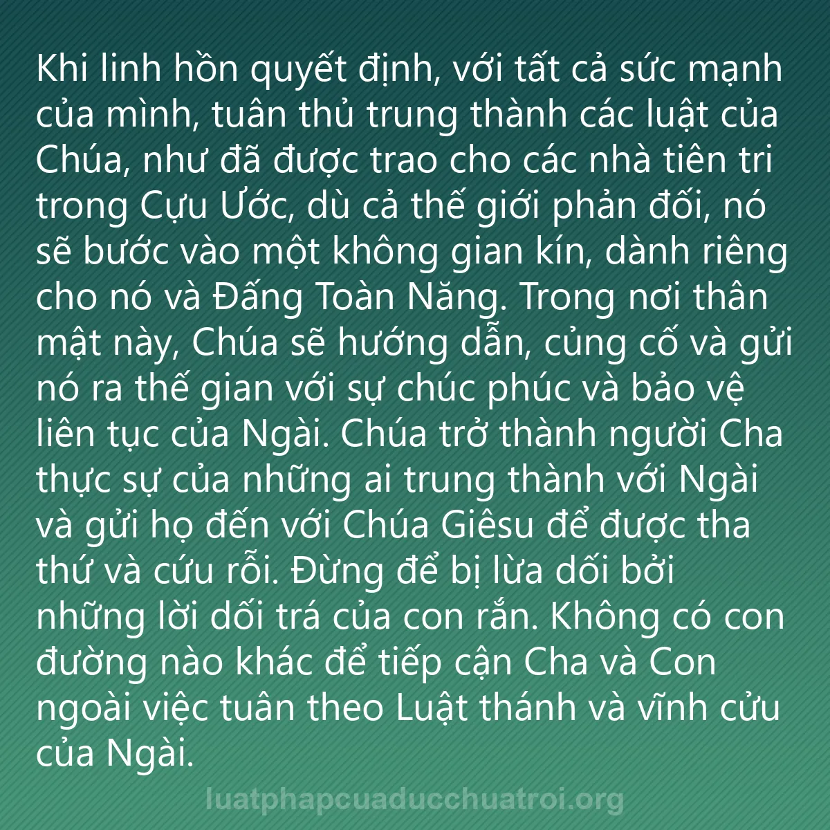 0245 - Bài đăng về Luật pháp của Đức Chúa Trời: Khi linh hồn quyết định, với tất cả sức mạnh của mình,...