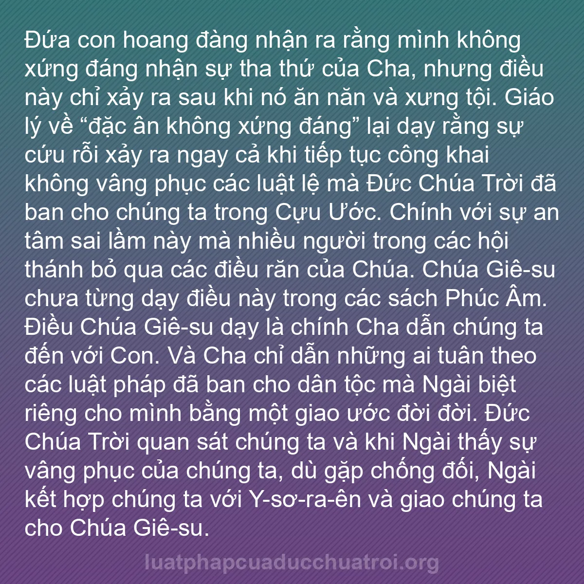 b0004 - Bài đăng về Luật pháp của Đức Chúa Trời: Đứa con hoang đàng nhận ra rằng mình không xứng đáng nhận sự...