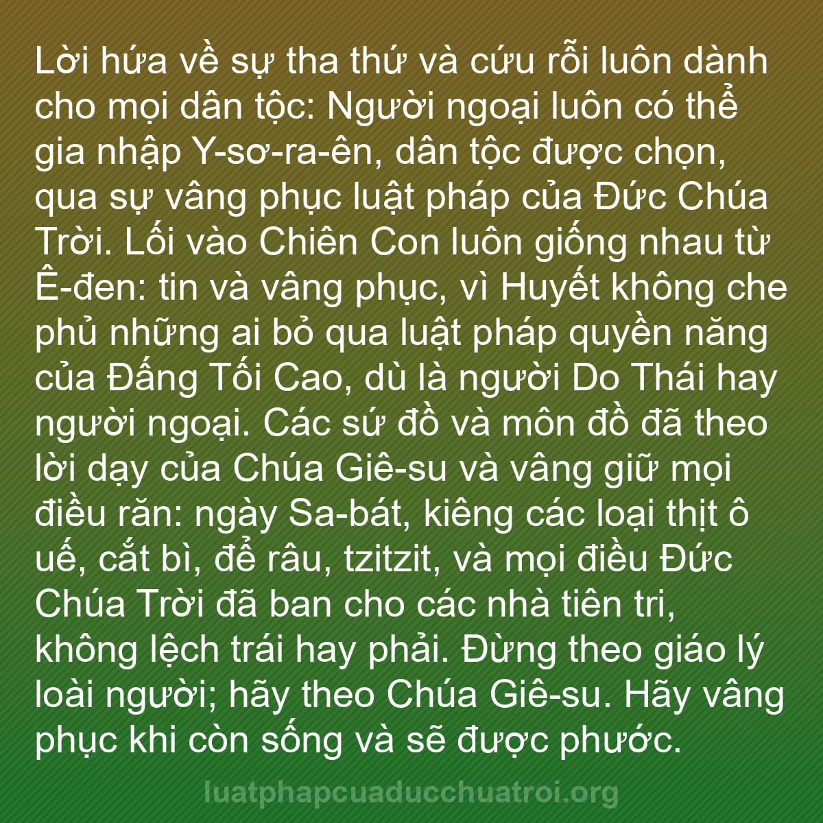 b0016 - Bài đăng về Luật pháp của Đức Chúa Trời: Lời hứa về sự tha thứ và cứu rỗi luôn dành cho mọi dân tộc:...