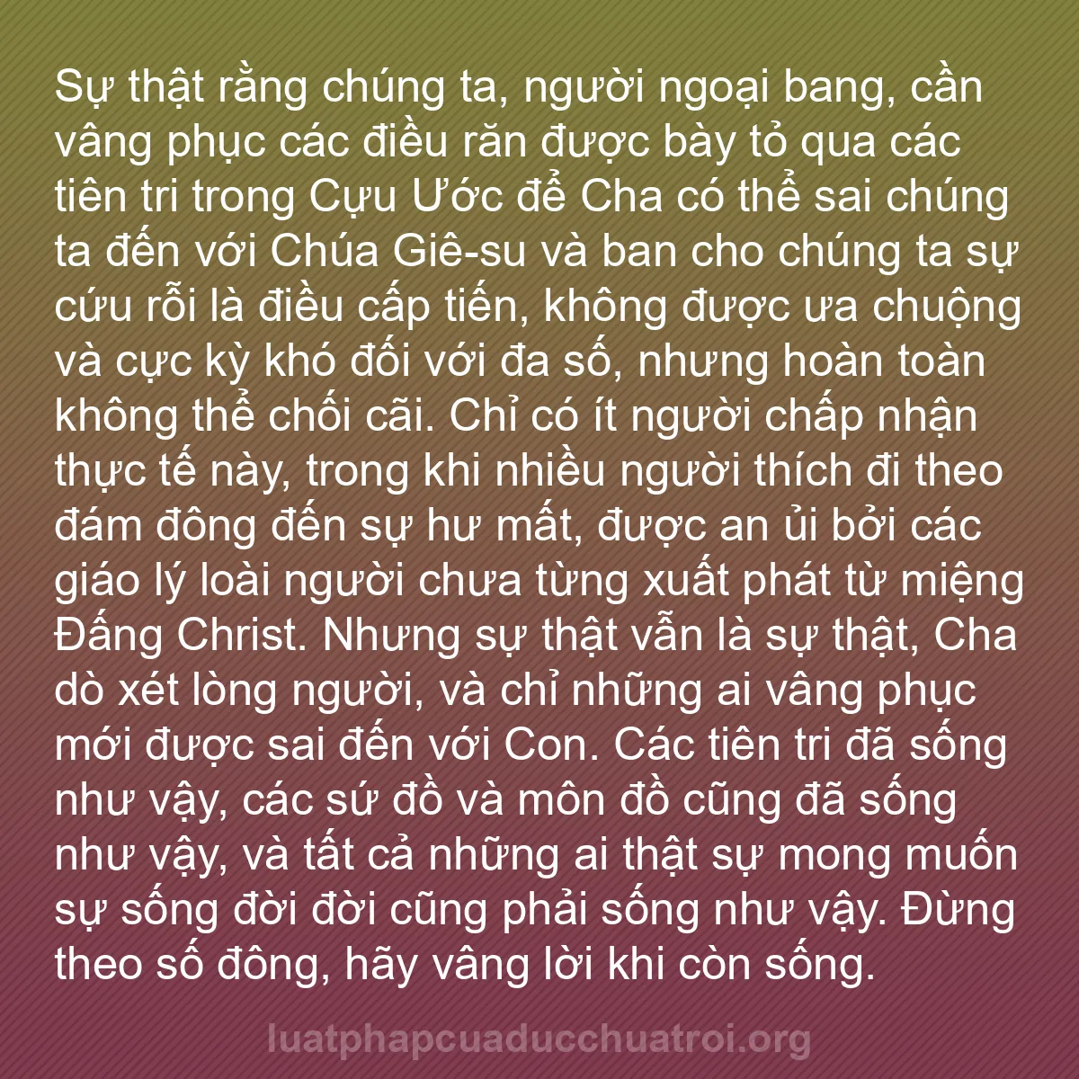 b0028 - Bài đăng về Luật pháp của Đức Chúa Trời: Sự thật rằng chúng ta, người ngoại bang, cần vâng phục các điều...