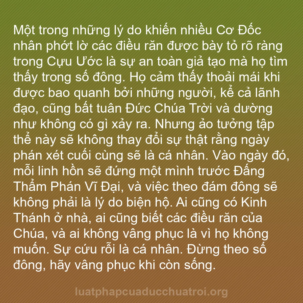 b0049 - Bài đăng về Luật pháp của Đức Chúa Trời: Một trong những lý do khiến nhiều Cơ Đốc nhân phớt lờ các điều...