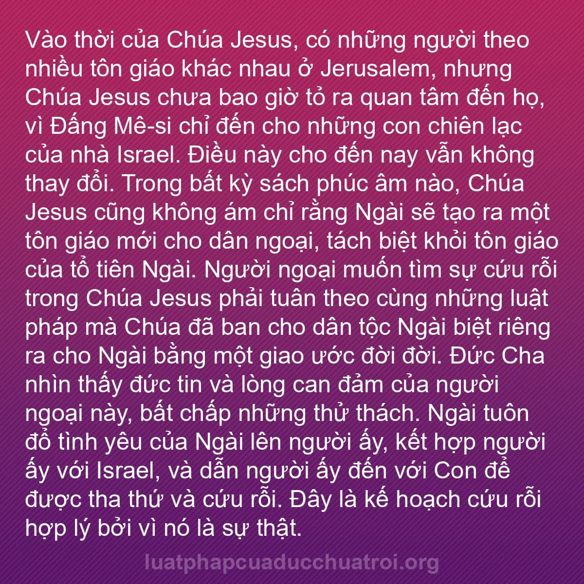 b0121 - Bài đăng về Luật pháp của Đức Chúa Trời: Vào thời của Chúa Jesus, có những người theo nhiều tôn giáo...
