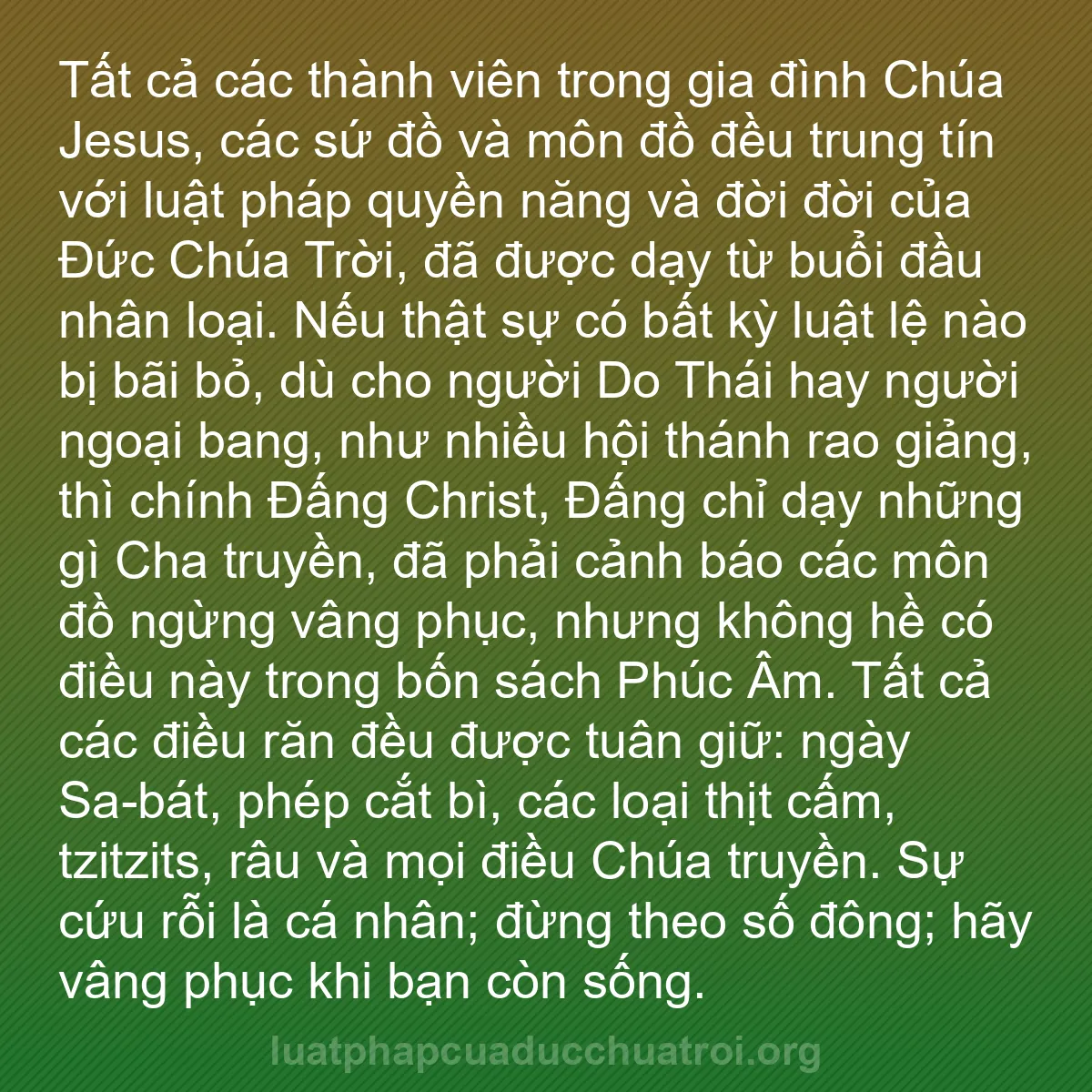 b0156 - Bài đăng về Luật pháp của Đức Chúa Trời: Tất cả các thành viên trong gia đình Chúa Jesus, các sứ đồ và...