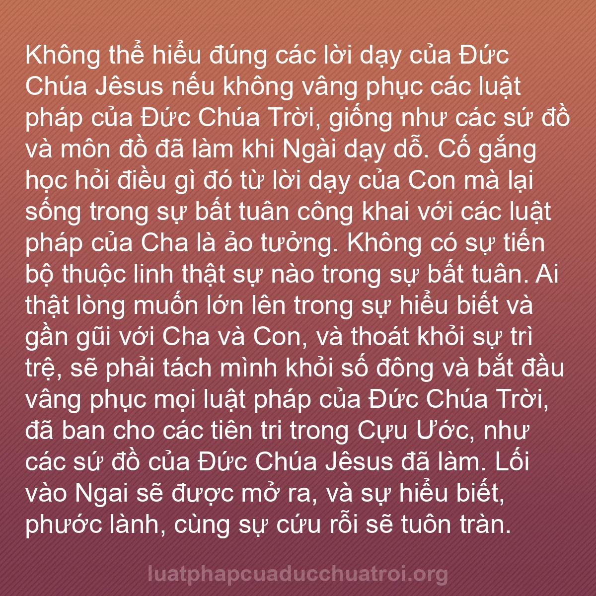 b0166 - Bài đăng về Luật pháp của Đức Chúa Trời: Không thể hiểu đúng các lời dạy của Đức Chúa Jêsus nếu không...