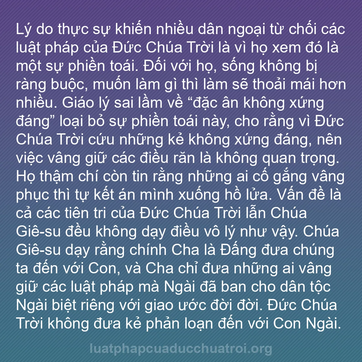 b0202 - Bài đăng về Luật pháp của Đức Chúa Trời: Lý do thực sự khiến nhiều dân ngoại từ chối các luật pháp của...