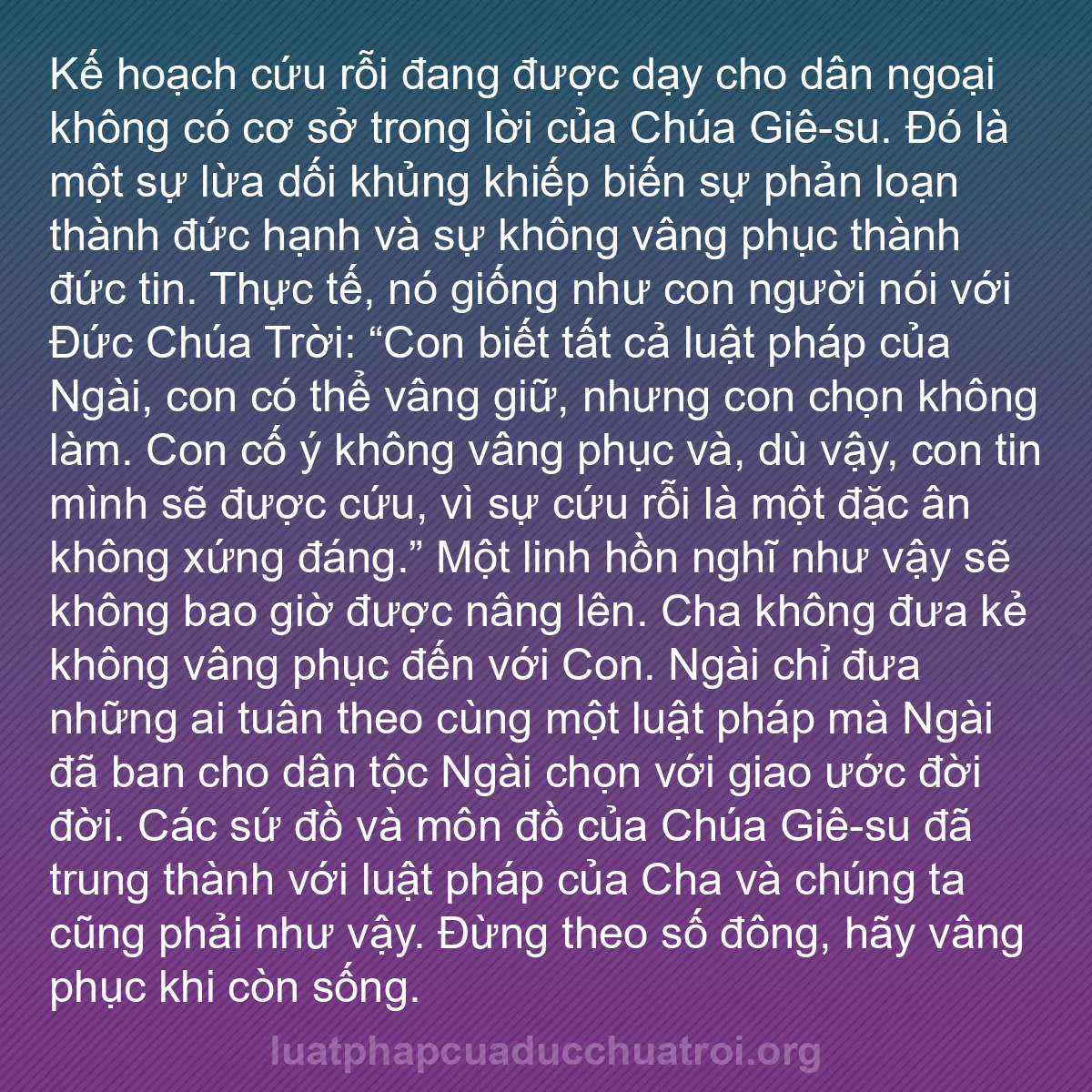 b0214 - Bài đăng về Luật pháp của Đức Chúa Trời: Kế hoạch cứu rỗi đang được dạy cho dân ngoại không có cơ sở...
