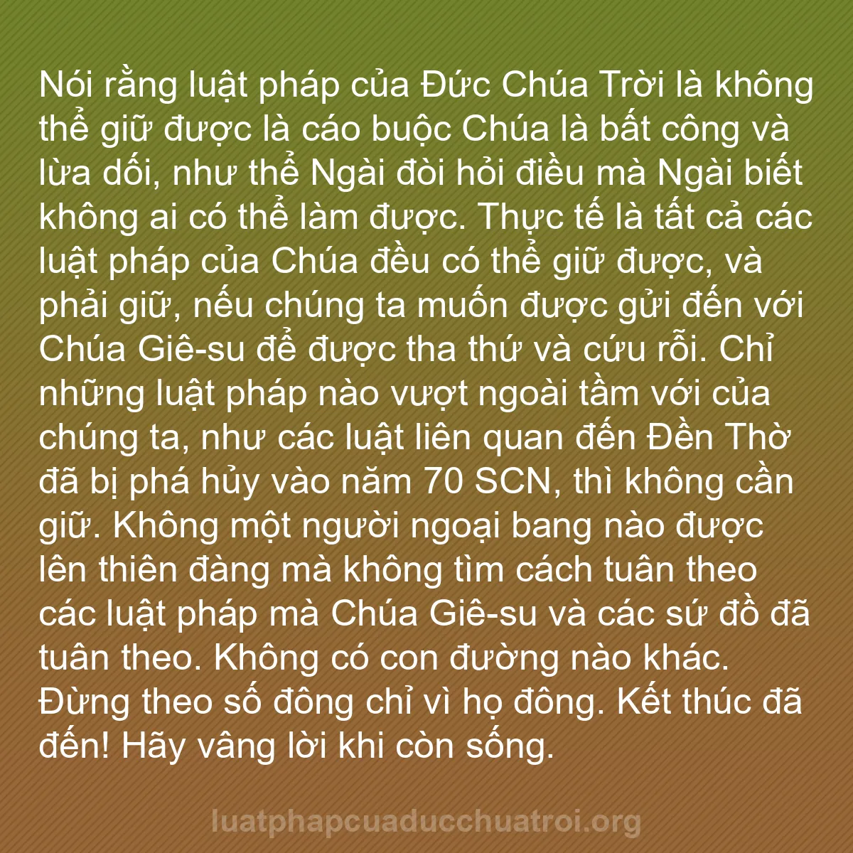 b0229 - Bài đăng về Luật pháp của Đức Chúa Trời: Nói rằng luật pháp của Đức Chúa Trời là không thể giữ được là...