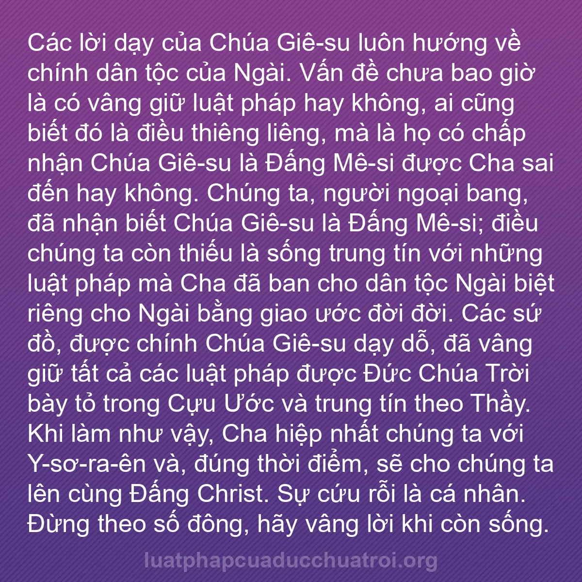 b0231 - Bài đăng về Luật pháp của Đức Chúa Trời: Các lời dạy của Chúa Giê-su luôn hướng về chính dân tộc của...
