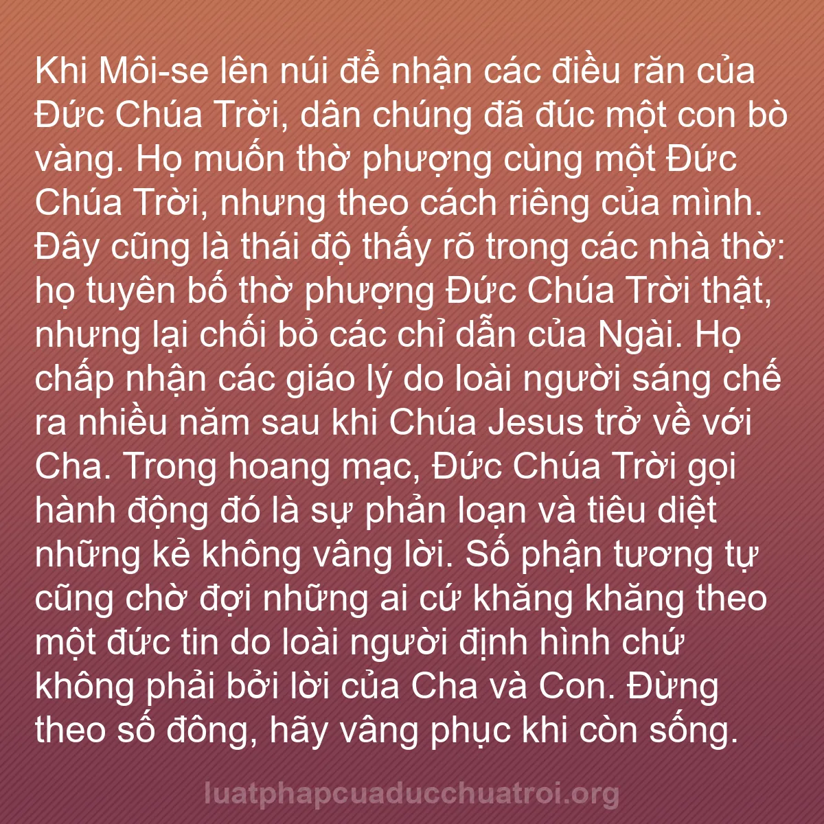 b0246 - Bài đăng về Luật pháp của Đức Chúa Trời: Khi Môi-se lên núi để nhận các điều răn của Đức Chúa Trời, dân...