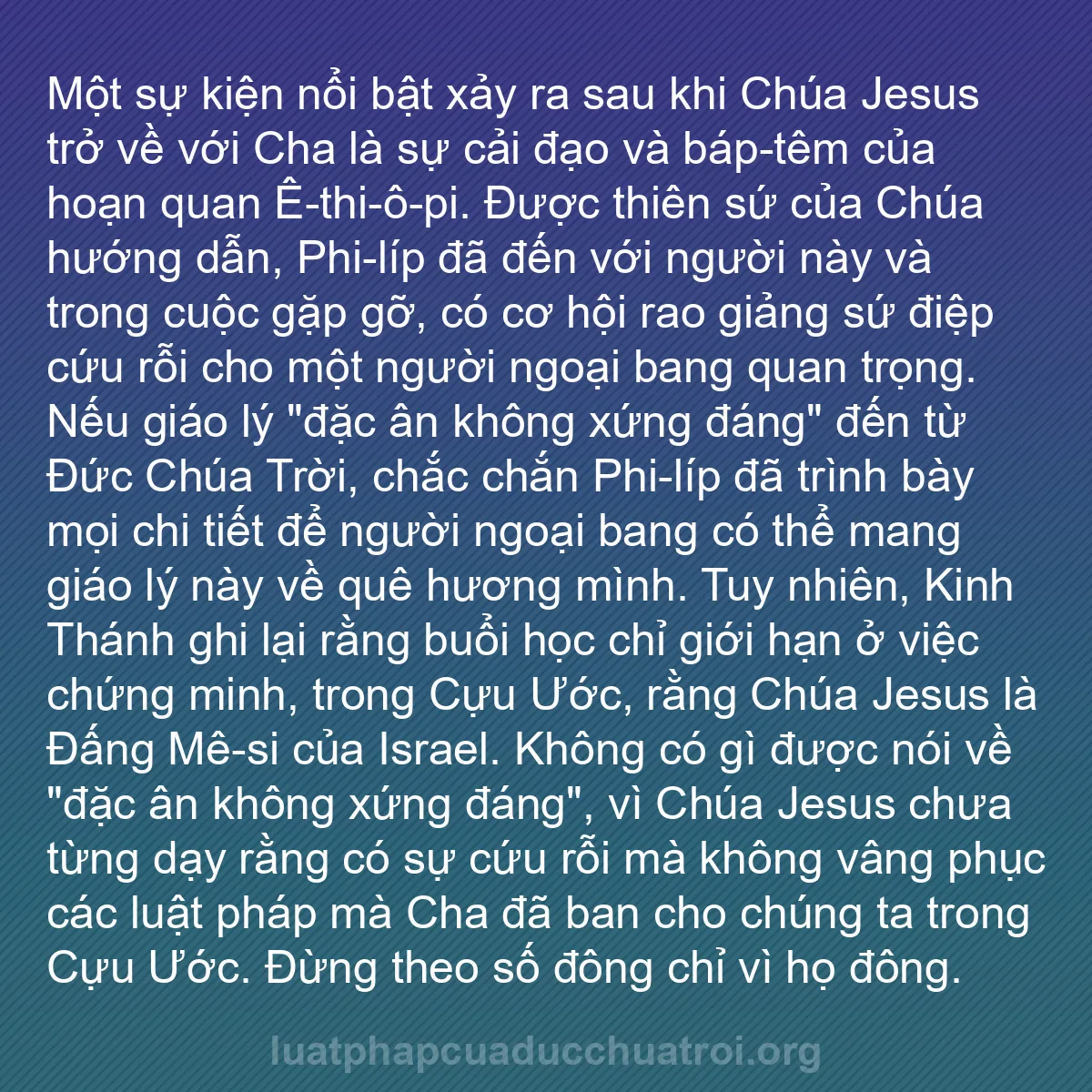 b0257 - Bài đăng về Luật pháp của Đức Chúa Trời: Một sự kiện nổi bật xảy ra sau khi Chúa Jesus trở về với Cha...