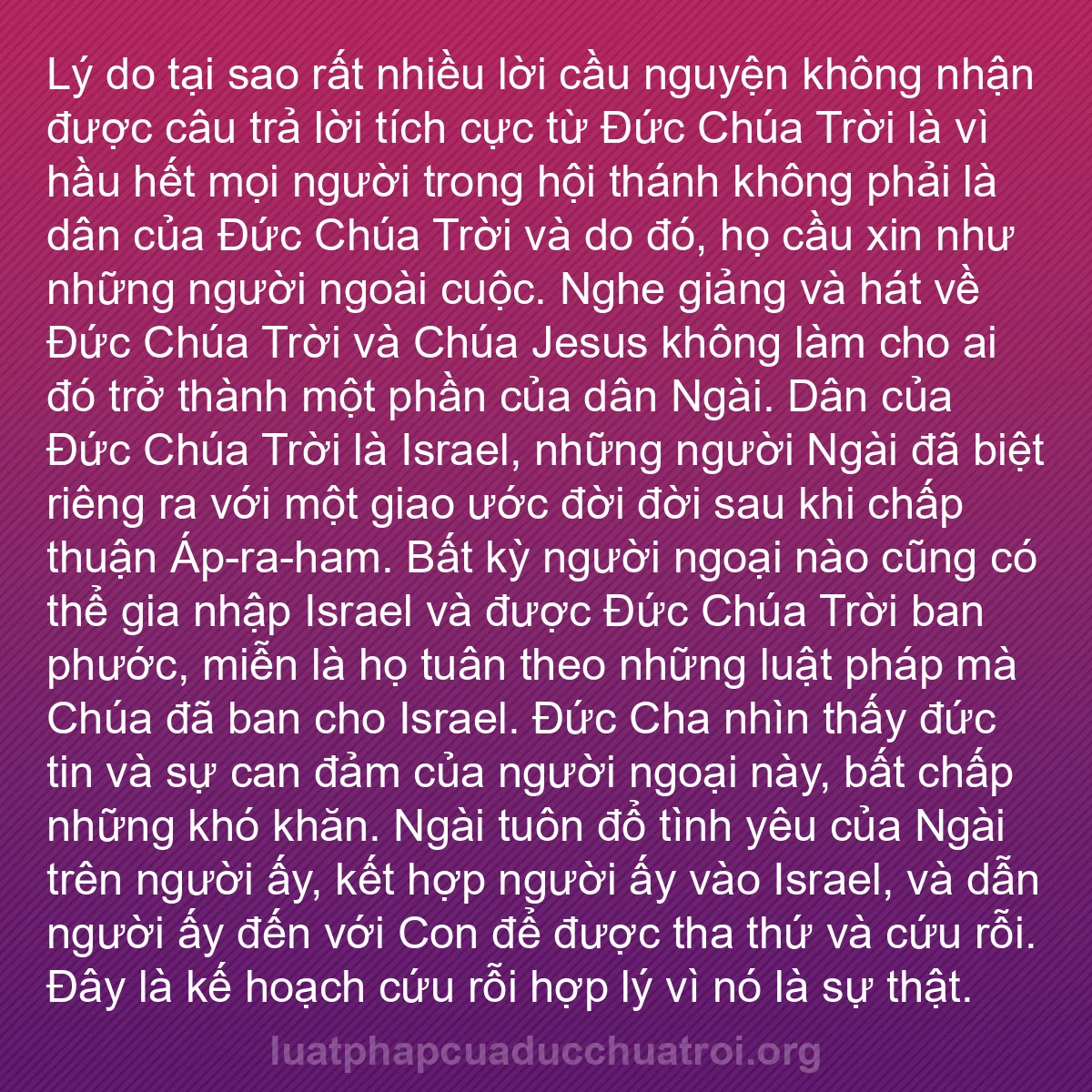 b0261 - Bài đăng về Luật pháp của Đức Chúa Trời: Lý do tại sao rất nhiều lời cầu nguyện không nhận được câu trả...