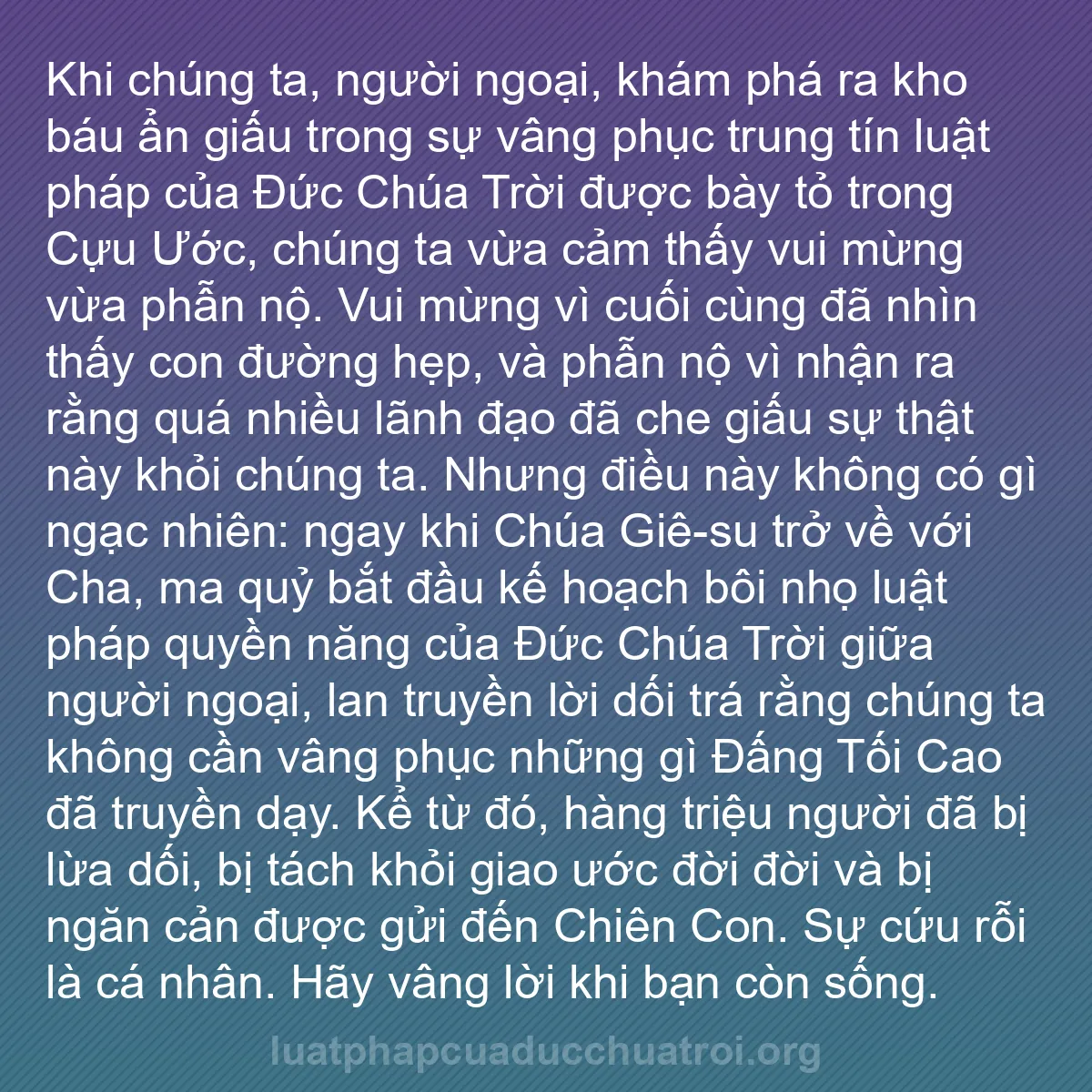 b0282 - Bài đăng về Luật pháp của Đức Chúa Trời: Khi chúng ta, người ngoại, khám phá ra kho báu ẩn giấu trong...