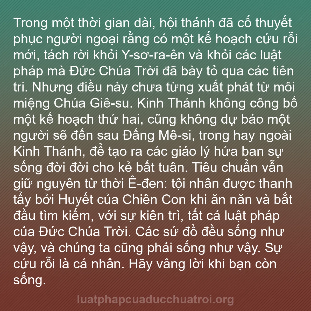 b0293 - Bài đăng về Luật pháp của Đức Chúa Trời: Trong một thời gian dài, hội thánh đã cố thuyết phục người ngoại...