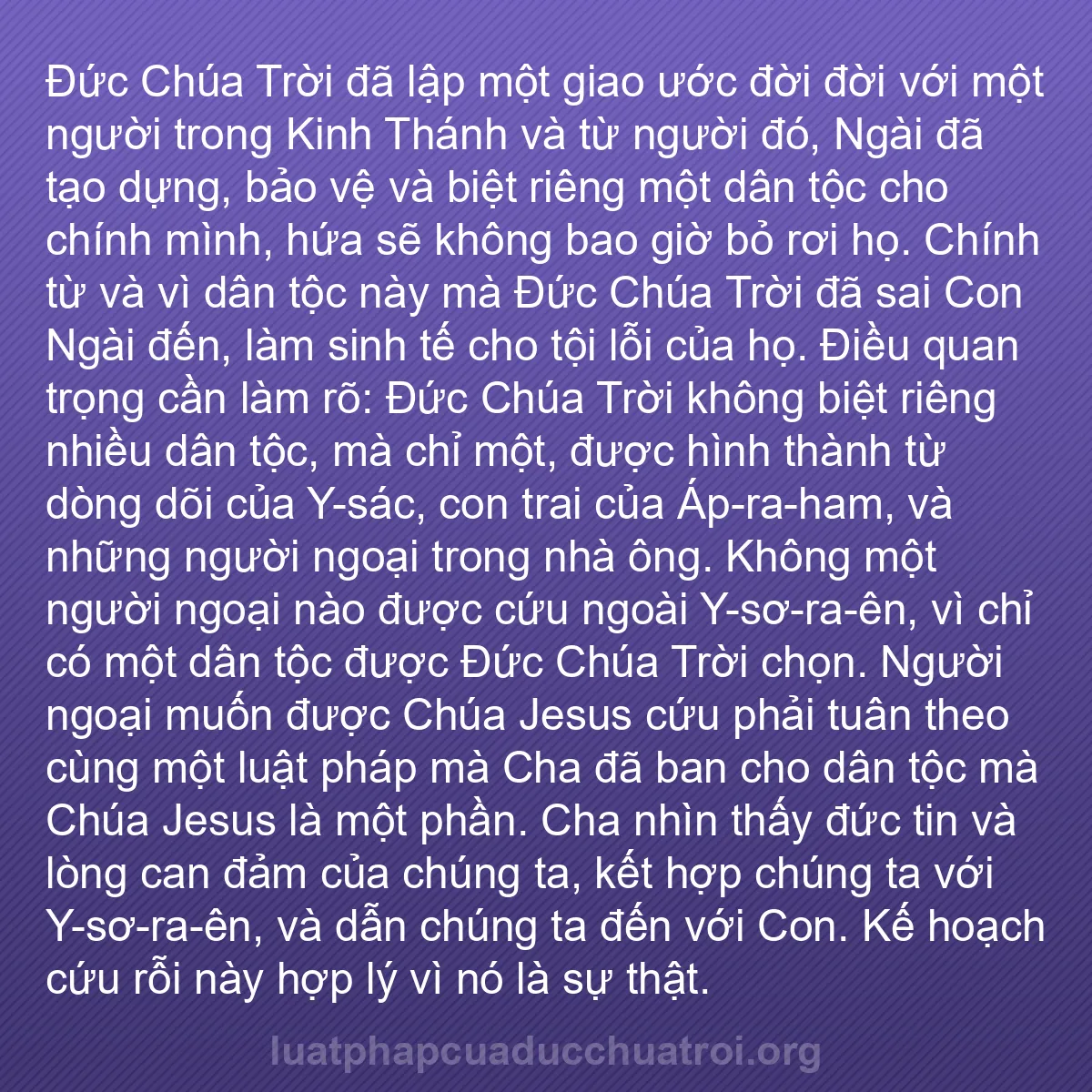 b0338 - Bài đăng về Luật pháp của Đức Chúa Trời: Đức Chúa Trời đã lập một giao ước đời đời với một người trong...