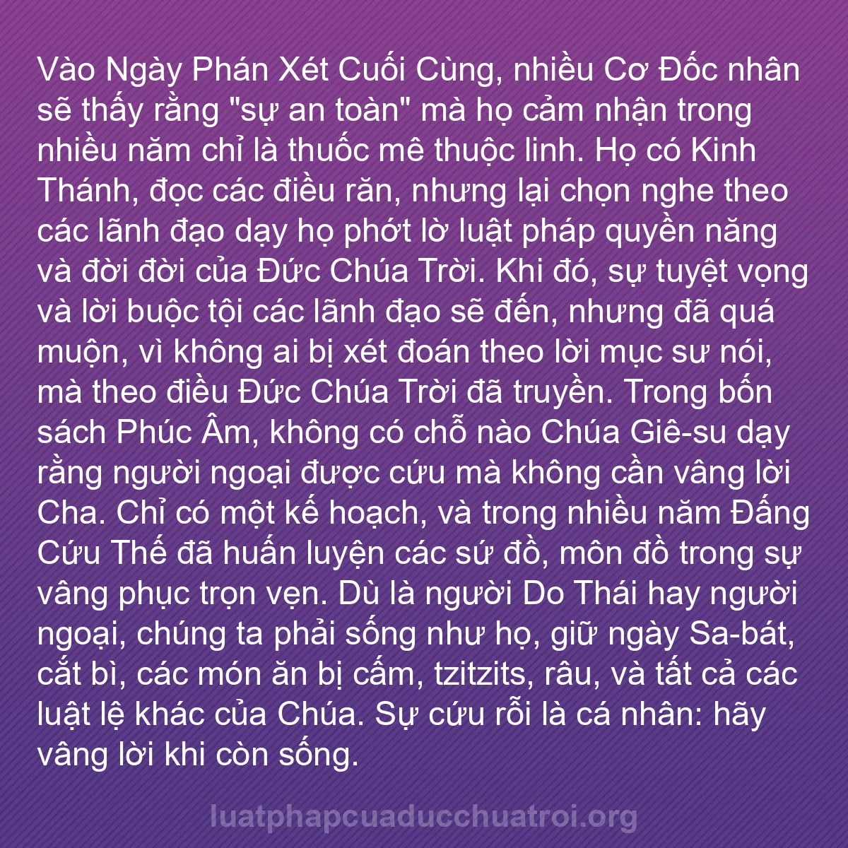 b0371 - Bài đăng về Luật pháp của Đức Chúa Trời: Vào Ngày Phán Xét Cuối Cùng, nhiều Cơ Đốc nhân sẽ thấy rằng...