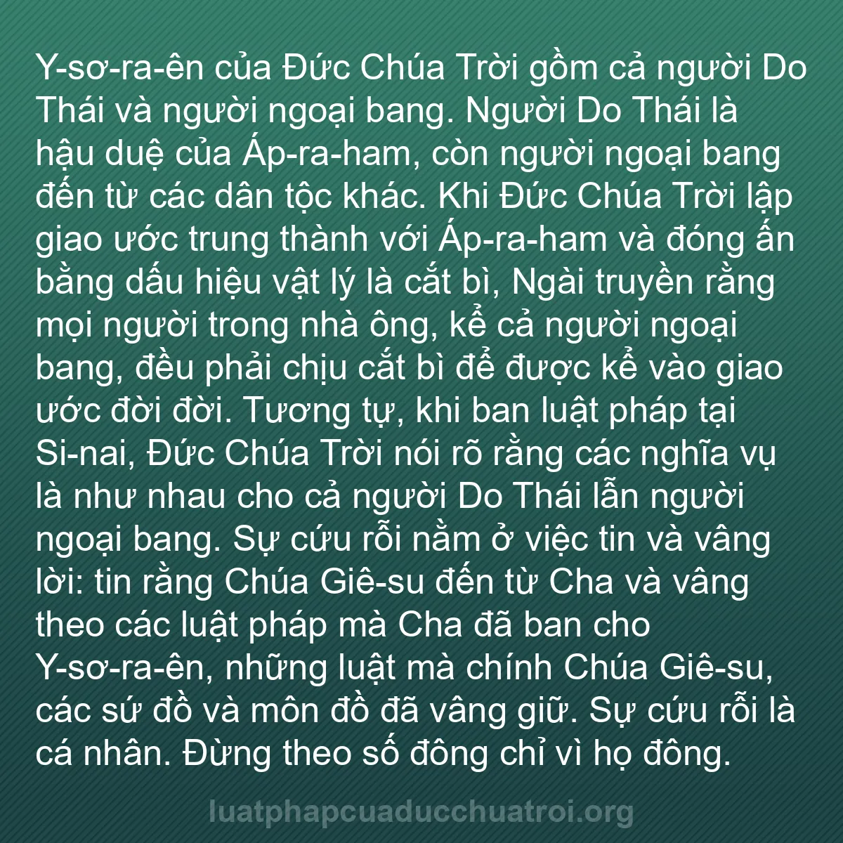 b0420 - Bài đăng về Luật pháp của Đức Chúa Trời: Y-sơ-ra-ên của Đức Chúa Trời gồm cả người Do Thái và người ngoại...