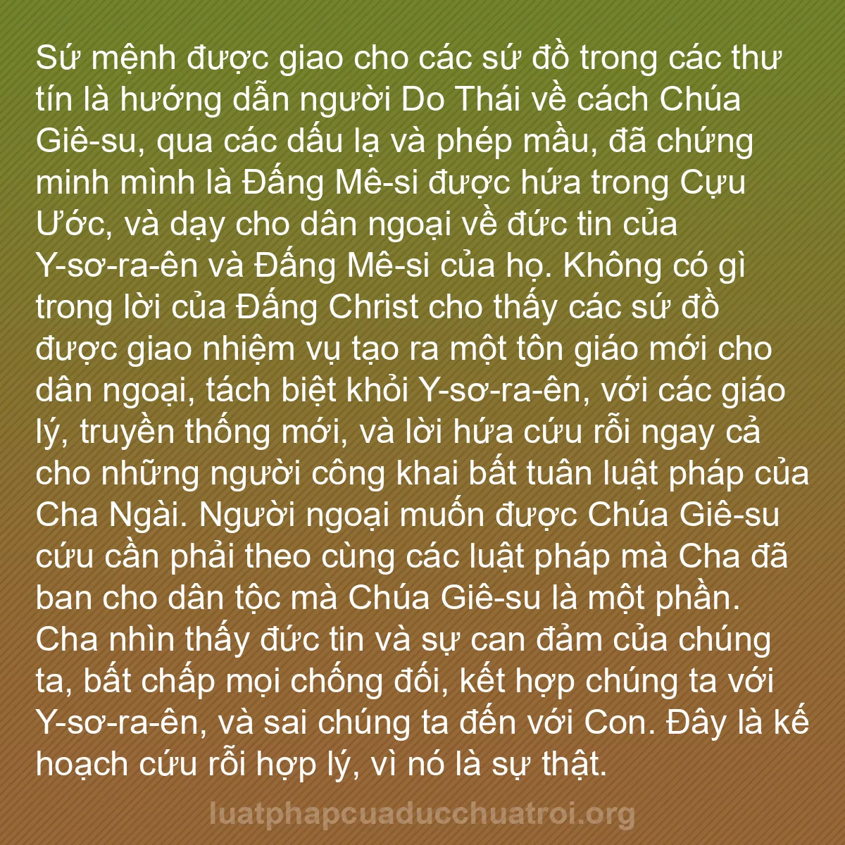b0429 - Bài đăng về Luật pháp của Đức Chúa Trời: Sứ mệnh được giao cho các sứ đồ trong các thư tín là hướng dẫn...