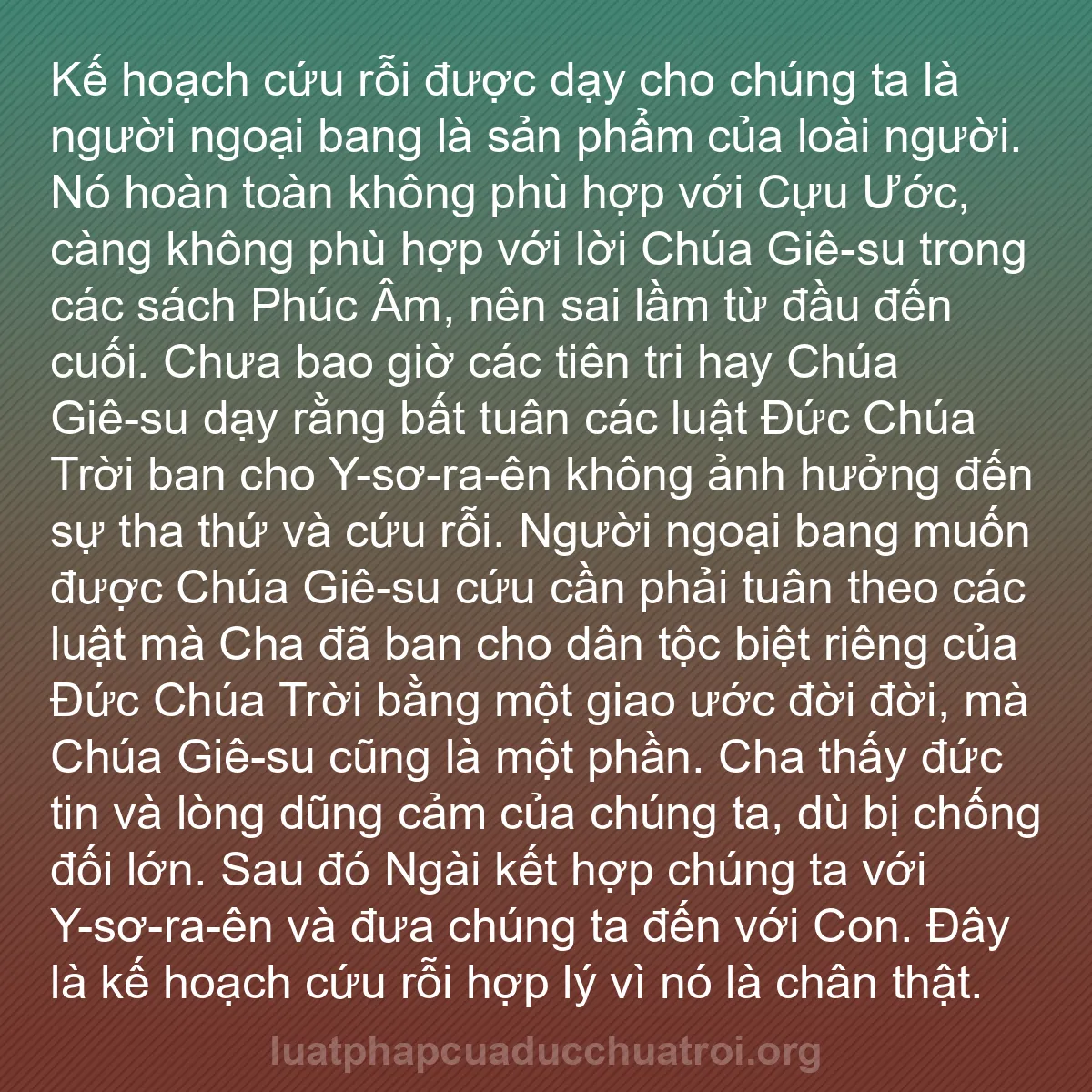 b0593 - Bài đăng về Luật pháp của Đức Chúa Trời: Kế hoạch cứu rỗi được dạy cho chúng ta là người ngoại bang là...